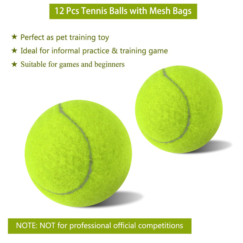 Philonext 12 Pcs Tennis Balls with Mesh Carrying Bag, Pressureless Tennis Balls Practice Balls Playing with Pets Sports Bucket Balls for Easy Transport - PawsPlanet Australia