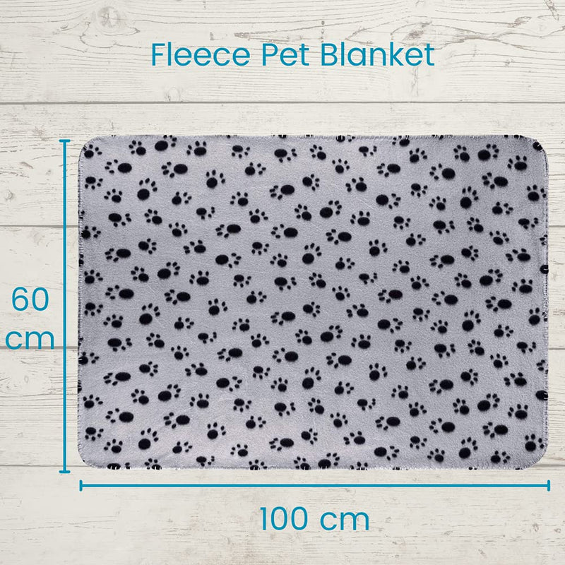 EVERBUY Fleece Pet Blanket Dog Blanket Fleece Washable Puppy Blanket with Paw Print 100cm x 60cm (Pack of 3) Pack of 3 - PawsPlanet Australia