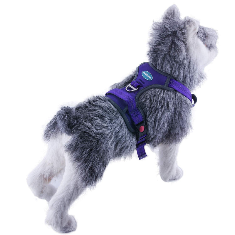 [Australia] - ThinkPet No Pull Harness Breathable Sport Harness with Handle - Reflective Padded Dog Safety Vest Adjustable Harness, Back/Front Clip for Easy Control L(chest 17 - 35 inch/neck 18 -26 inch) Purple 