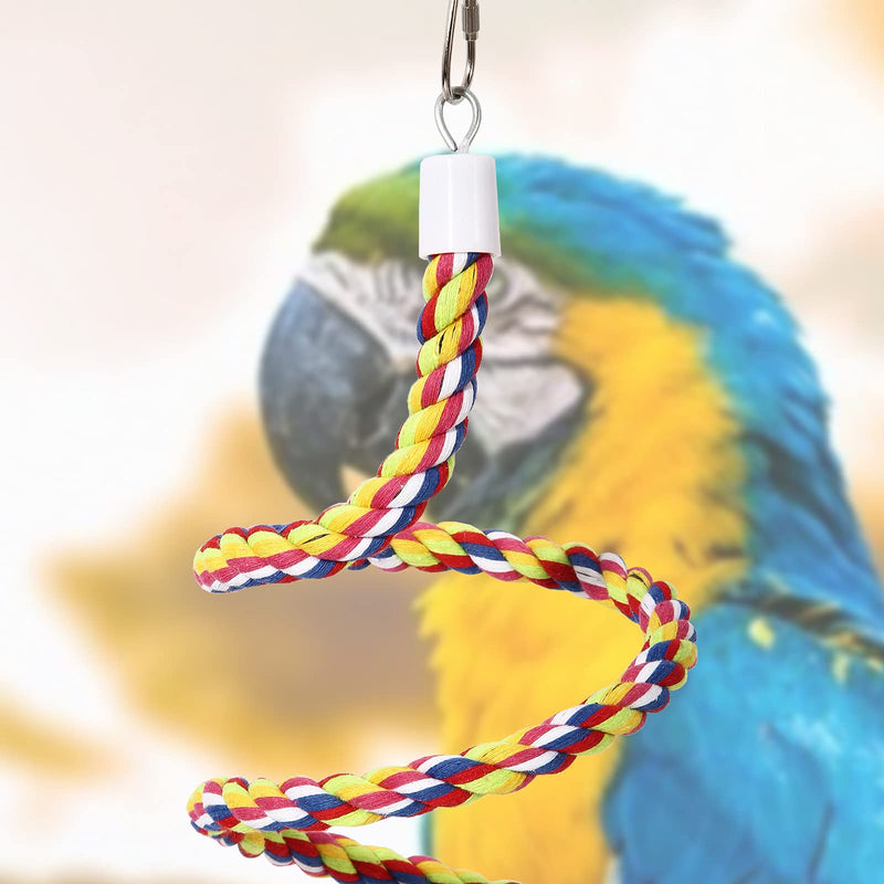 OSWINMART 2Pcs 63'Bird Rope Perches Birdcage Swing Toys 100% Cotton No Smell Peck/Chewing with Bell Climbing Standing Bungee Bird Toys for Small to Regular Size Parrot Cockatiel Birds 43'x2pcs - PawsPlanet Australia