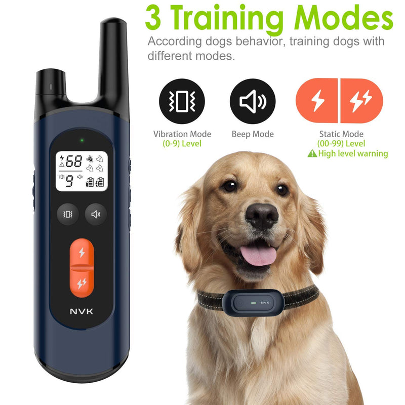 NVK Shock Collars for Dogs with Remote - Rechargeable Dog Training Collar with 3 Modes, Beep, Vibration and Shock, Waterproof Collar, 1600Ft Remote Range, Adjustable Shock Levelss Blue - PawsPlanet Australia