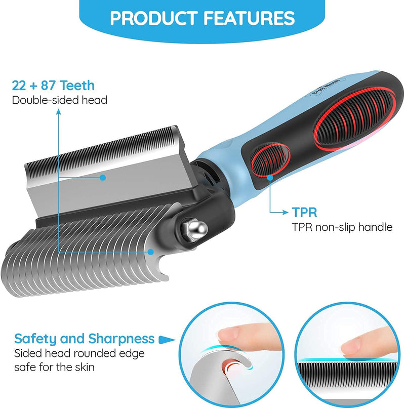 Pet Neat 2 Sided Pet Grooming Brush Effectively Reduces Shedding by Up to 95% Professional Deshedding Tool for Dogs and Cats Blue - PawsPlanet Australia