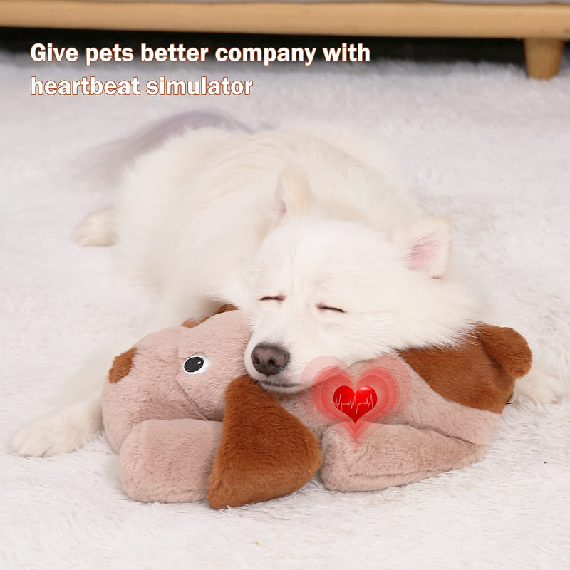 WEOK Puppy Heartbeat Stuffed Animal for Separation Anxiety Relief, Heartbeat Puppy Toy Dog Anxiety Calming Behavioral Aid Plush Toy for Dogs Cats Pets Brown - PawsPlanet Australia