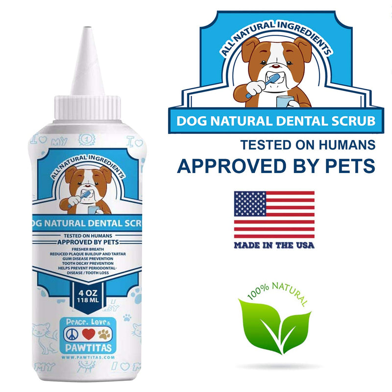 Pawtitas Natural Dog Toothpaste Powder Prevents Tartar Plaque Gum Disease Bad Breath a Natural Pet Dental Care and Breath freshener for Dogs 4 OZ Bottle - PawsPlanet Australia