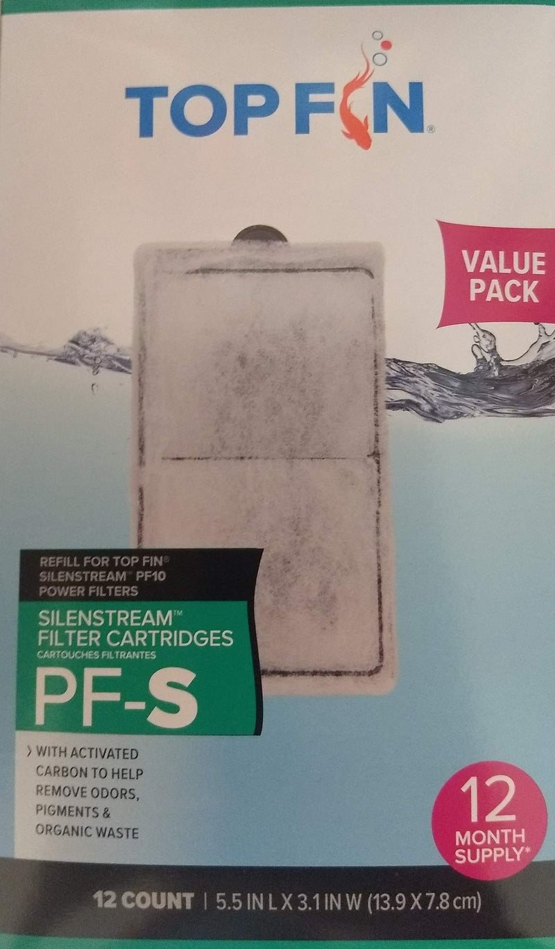 Top Fin Silenstream PF-S Refill for PF10 Power Filters 5.5in x 3.1- (12 Count) 1 Year Supply 1 Pack - PawsPlanet Australia