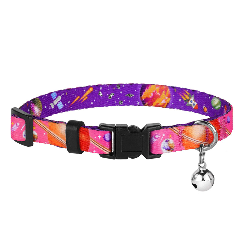 CollarDirect Galaxy Cat Collar with Bell Space Pattern 2PCs Adjustable Safety Breakaway Collars for Cats Kitten Black Pink Blue (Black + Pink) Black + Pink - PawsPlanet Australia