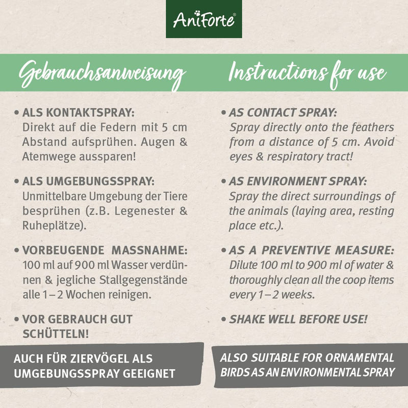 AniForte mite spray chickens & poultry 500ml - against mites & parasites, mite stop, mite agent as an environmental spray & contact spray, for prevention & acute infestation - PawsPlanet Australia