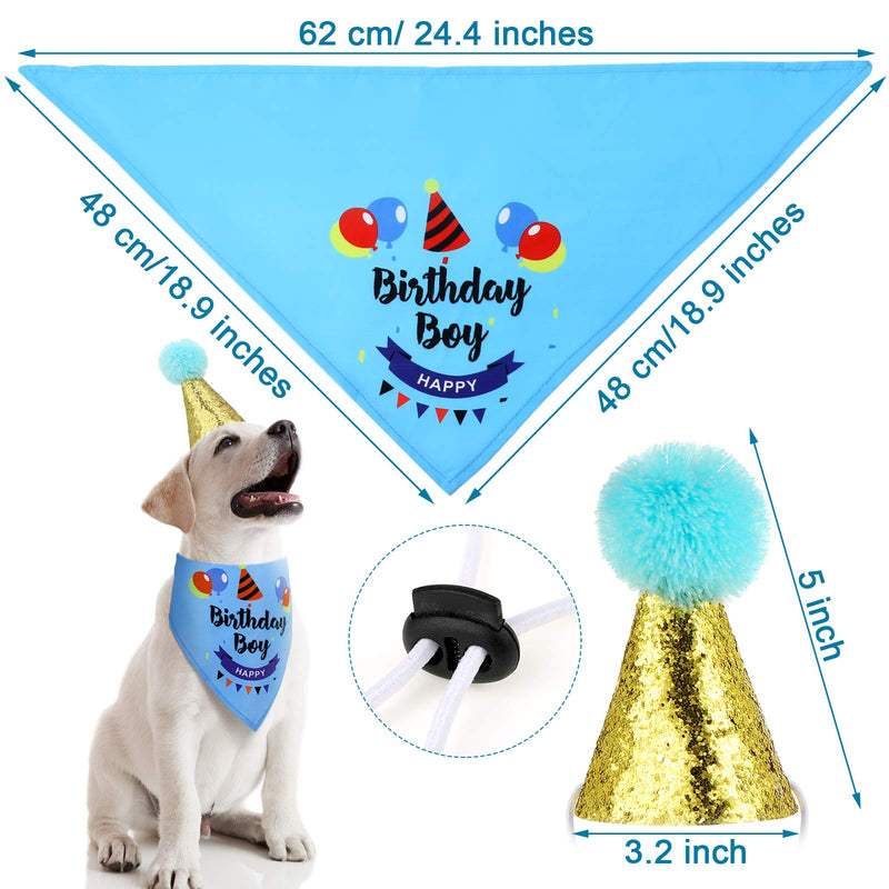 Ratar Dog Birthday Party Supplies Set Include 2 Pieces Dog Birthday Bandanas 2 Pieces Boy Girl Puppy Birthday Hats and 10 Pieces 0-8 Number Birthday Outfit for Small Medium Dog Pet (M, Blue, Pink, M) - PawsPlanet Australia