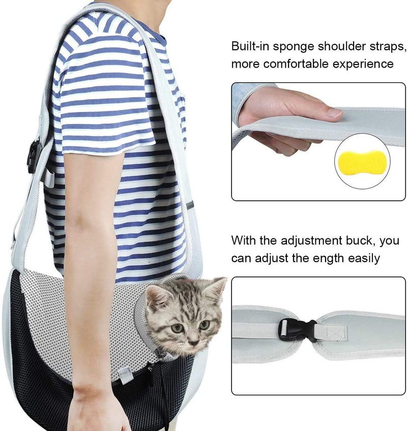 You Pet Dog Sling Carrier, Breathable Mesh Travelling Pet Hands-Free Sling Bag Adjustable Padded Strap Front Pouch Single Shoulder Bag for Dogs Cats L - PawsPlanet Australia