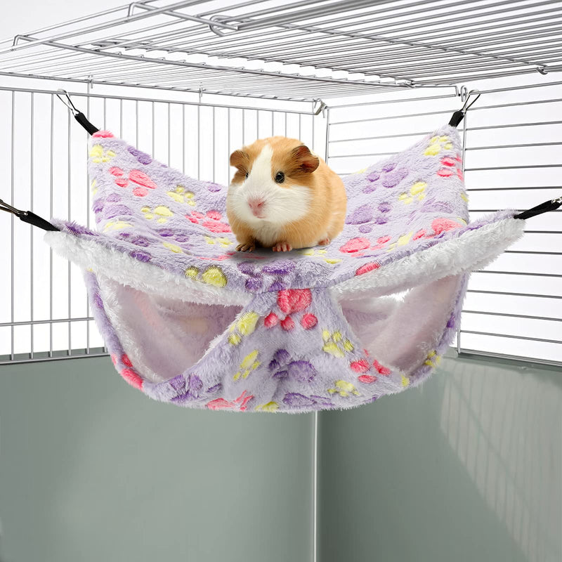 Guinea Pig Hideout Bedding Hamster Accessories Super Soft Hamster Hammock for Small Pet Parrot Ferret Squirrel Rat Sleeping & Playing, 13.3 inch x 13.3 inch, Purple, 1PCS - PawsPlanet Australia