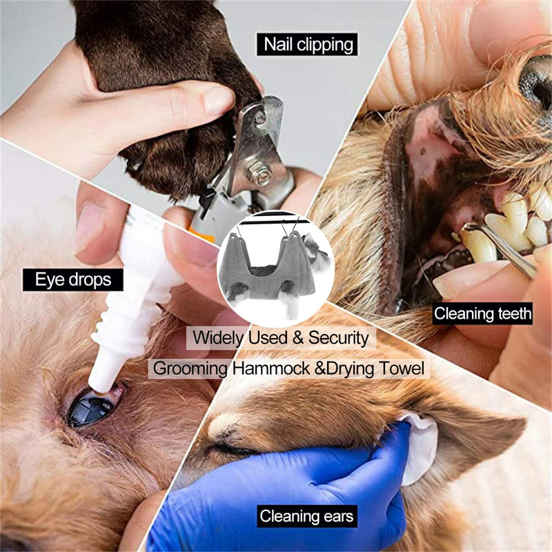 Dog Grooming Hammock with Nail File Cat Grooming Supplies Dog Hammock Harness Pet Sling Bag for Cleaning Washing Bath Clipping Restraint Bag Drying Towel S(25.98'') - PawsPlanet Australia