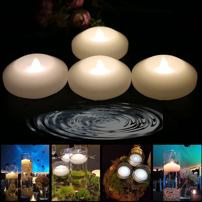 (Pack of 4) 3" Wax Flicker LED Water Floating Candle with Warm White Light Battery Operated Flameless LED Floating Candles for Centerpiece Swimming Pool or Bathtub Decor (Warm White) - PawsPlanet Australia