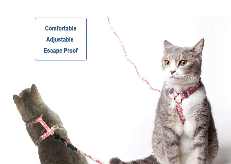 [Australia] - Lollimeow Pet Cat Harness with Leash Set, Puppy Dog Adjustable Collar Leash Escape Proof Small Cerise 