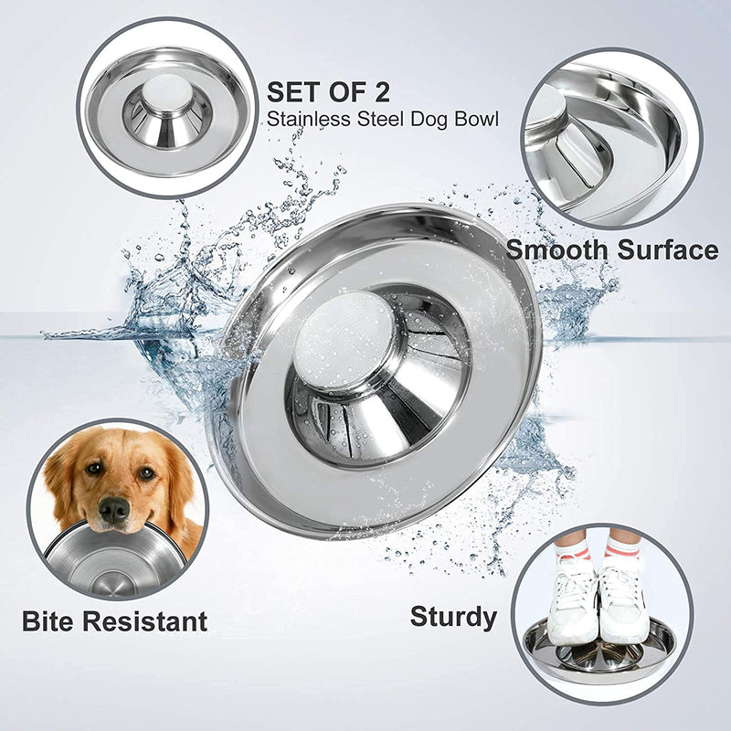 King International Stainless Steel 2 Puppy Bowls,Puppy Food Bowl,Puppy Bowls for Small Dogs,29cm,Puppy Bowl,Puppy Supplies,Puppy Feeder,Puppy Feeding Bowls for Litters - PawsPlanet Australia