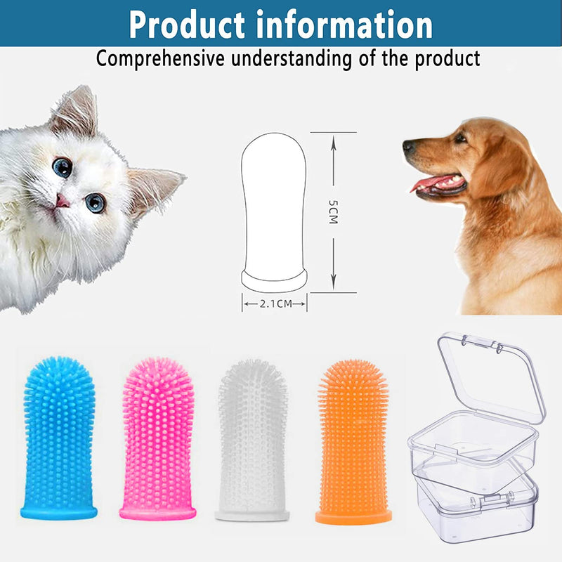 Bileumec Dog Toothbrush Fingerling - 360° Silicone Bristles, Ergonomic Design, Easy to Use, Dental Care for Dogs (Pack of 4) - PawsPlanet Australia