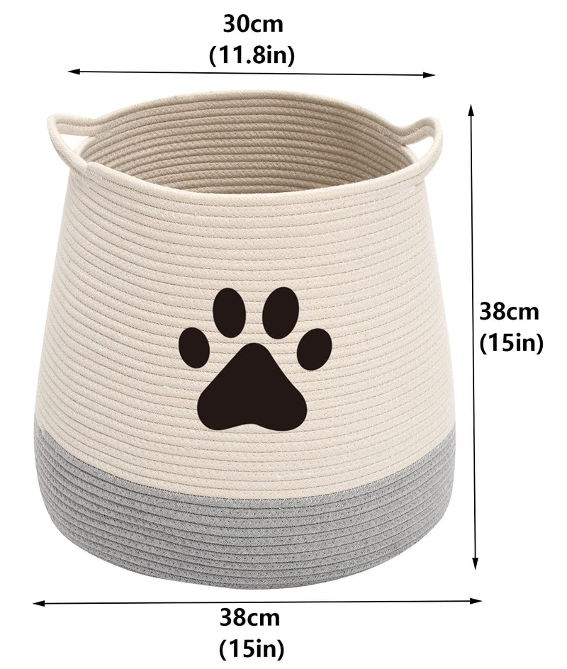 Xbopetda Cotton Rope Storage Basket Dog Toy Organizer Bin Jar Shape Basket for Pet Toy and Accessory - Gray/Beige - PawsPlanet Australia