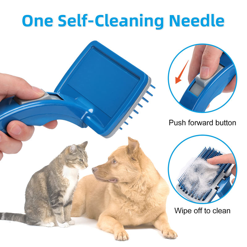 Titan Slicker Dog Brush | Self Cleaning Slicker Brush For Dogs | Ergonomic Dog Slicker Brush | Slicker Brush for Long Haired Dogs | Easy To Use Pet Slicker Brush for Massage | Cat Hair Grooming Brush - PawsPlanet Australia