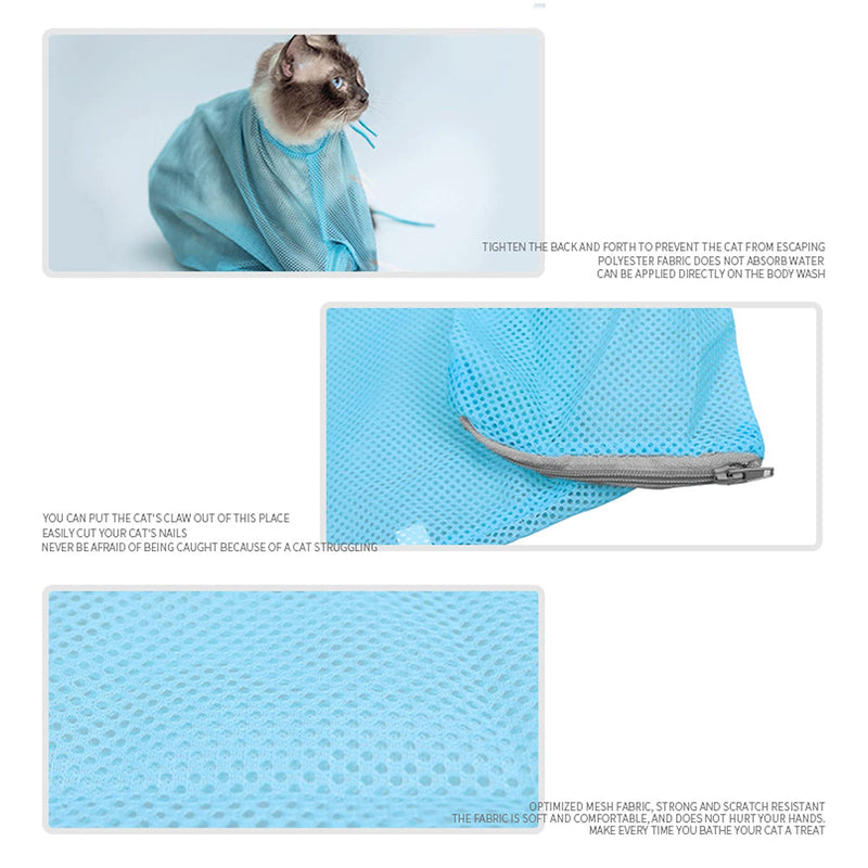 2 pieces cat bathing bag, cat grooming bag, cat shower bag, adjustable cat washing bag, multifunctional cat restraint bag, prevent scratching, biting for bathing, nail trimming, ears clean - PawsPlanet Australia