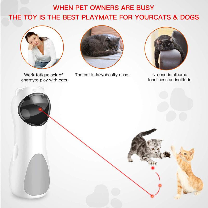 Automatic Cat Toy/Dog Toy,Interactive Laser Toy for Kitten Dog's, USB Charging Interactive Cat Toys for Indoor Cats, Automatic Cat Toy with 5 Random Pattern, Timing On/Off (Gray-White) - PawsPlanet Australia