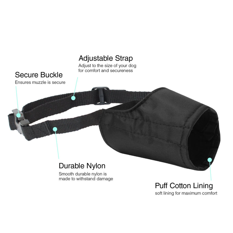 [Australia] - Downtown Pet Supply Quick Fit Dog Muzzle with Adjustable Straps, Black Nylon, Size 0, Size 1, Size 2, Size 3, Size 4, Size 5, Size 3 XL, Size 4 XL, or Size 5 XL 