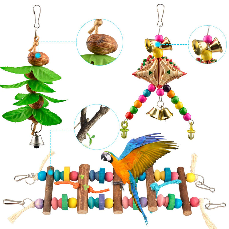 [Australia] - AOPMET Bird Swing Toys 6pcs, Parrot Swing Chewing Toys Hanging Perches with Bells, Pet Bird Swing Chewing Toys for Parakeets Cockatiels, Conures, Parrots, Love Birds 