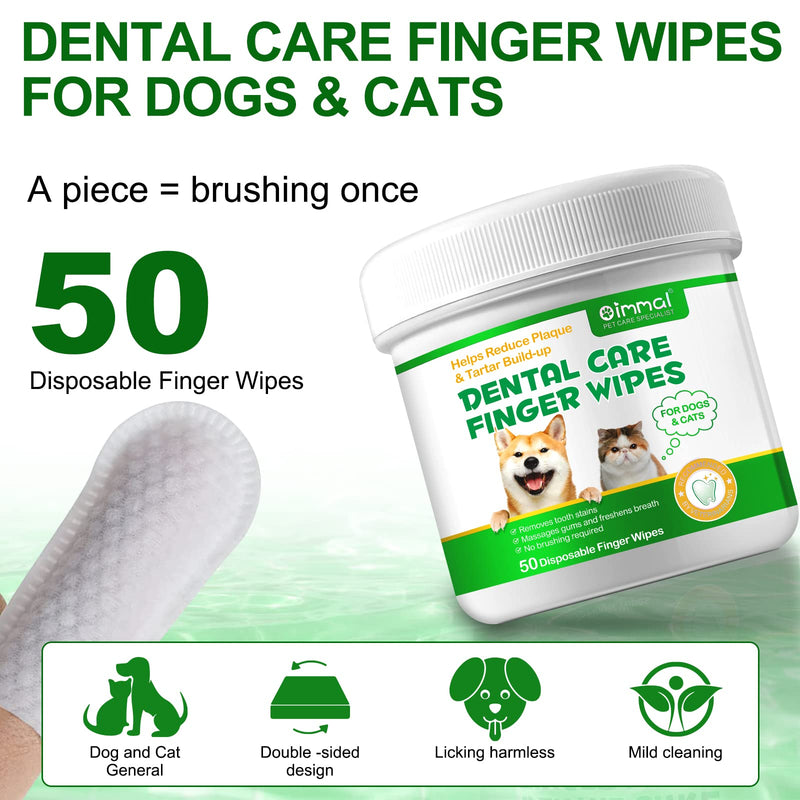 Teeth Cleaning Wipes for Pets, Dental Care Finger Wipes for Dogs & Cats, Reduce Plaque & Tartar Build-Up and Remove Bad Breath, No Brushing Required &Disposable Gentle Cleaning Wipes (50 Pcs) Finger-Cot 50PCS - PawsPlanet Australia