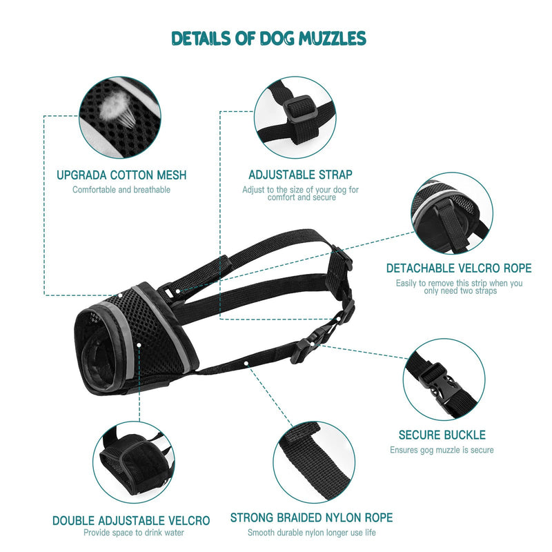 Dog Muzzle Anti Biting Barking and Chewing, with Comfortable Mesh Soft Fabric and Adjustable Strap, Suitable for Small, Medium and Large Dogs (L) L - PawsPlanet Australia