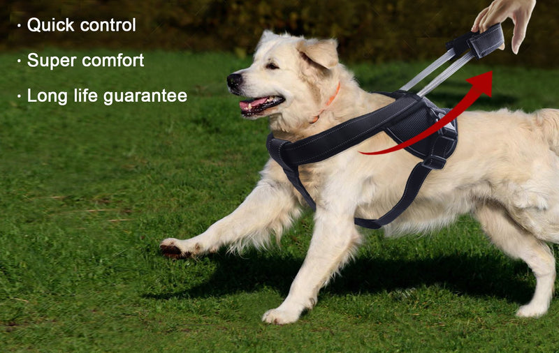 [Australia] - YOGADOG Heavy Duty Dog Harness, Prevent Pulling, Soft Padded with Special Extended Integrated Short Leash Design, Reflective Stitching, for Medium and Large Dogs XL:28''-38'' 