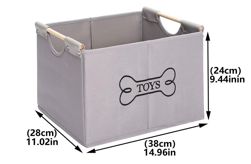 Brabtod Cute Canvas Organizer Bin, Dog Toys Storage Box with Handle Perfect for Dog Toys, Kids, Children Toys, Blanket, Clothes, Living Room, Shelves -gray - PawsPlanet Australia