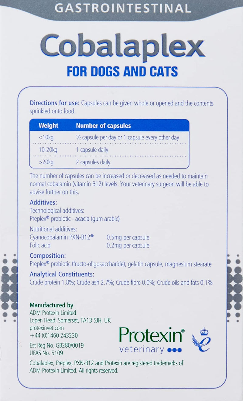 Protexin Cobalaplex 60 capsules, supplementary food for dogs and cats, oral cobalamin (vitamin B12) to support the digestive tract. - PawsPlanet Australia