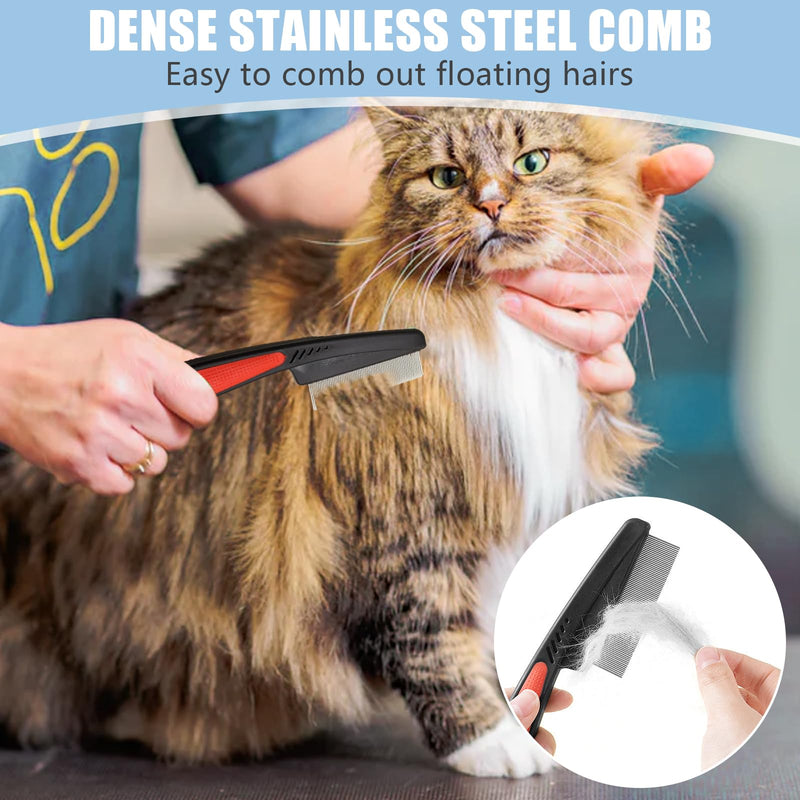 Monsully Pack of 2 Flea Combs for Dogs and Cats, Pet Dust Comb, Professional Dog Cat Lice Comb, Dust Comb, Flea Comb, Coarse and Fine Teeth, Stainless Steel Lice Comb - PawsPlanet Australia
