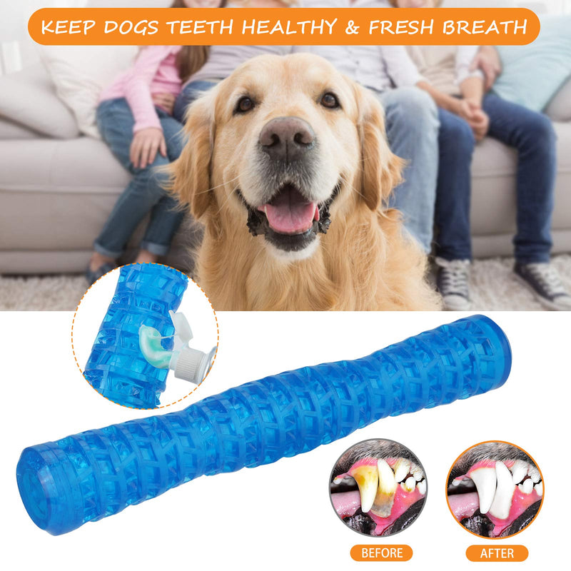 Dog Chew Toy Dog Squeaky Toy for Medium Large Breed Aggressive Chewer, Interactive Tough Durable Stick Dog Toys Puppy Chew Toy with Natural Rubber Blue - PawsPlanet Australia