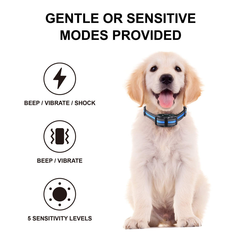 Bark Collar MODUS Dog Bark Collar Rechargeable Shock Anti Bark Collar with Beep Vibration Dog Shock Collar for Small Medium Large Dogs, Humane Dog Training Device with 5 Adjustable Sensitivity Levels - PawsPlanet Australia