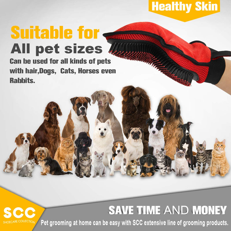 [Australia] - 2020 New Version Pet Hair Remover Glove. Premium Gentle Pet Grooming Brush.Efficient Deshedding/Massage Mitt for easy, mess-free grooming of Dogs, Cats, Rabbits and Horses with Long/Medium/Curly fur. 