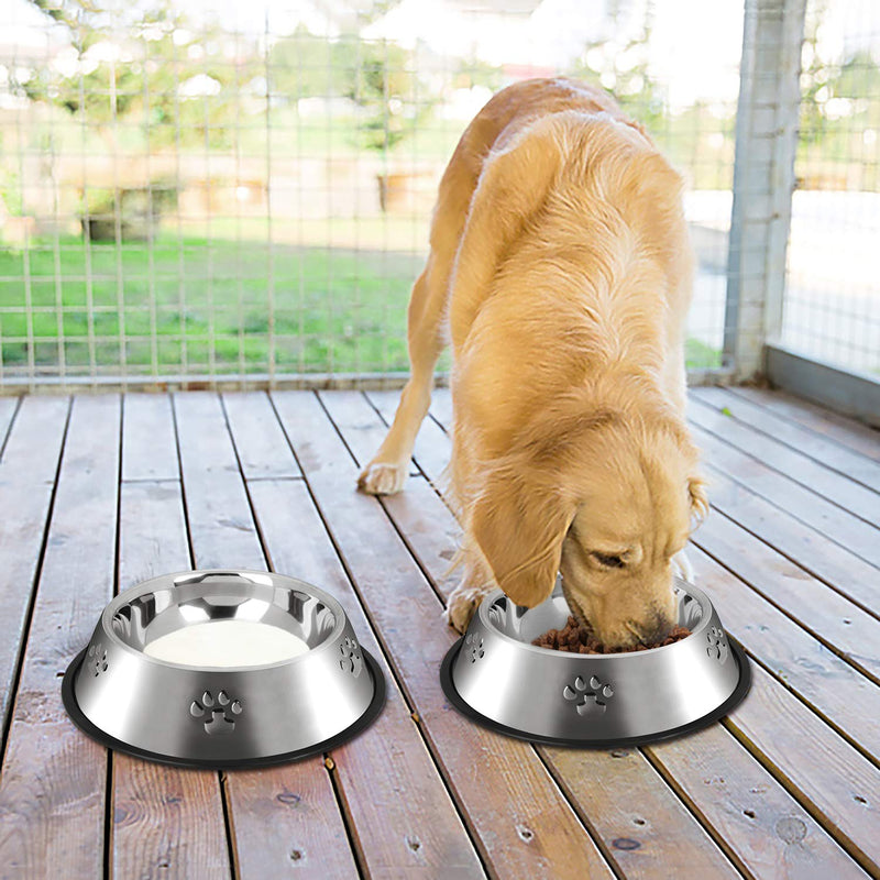 Legendog large Dog Bowl, 2 Stainless Steel Dog Bowl/Dog Feeding Bowls/Paw Dog Bowl for Medium Big Dogs Feed Water and Food (22cm) 22cm - PawsPlanet Australia