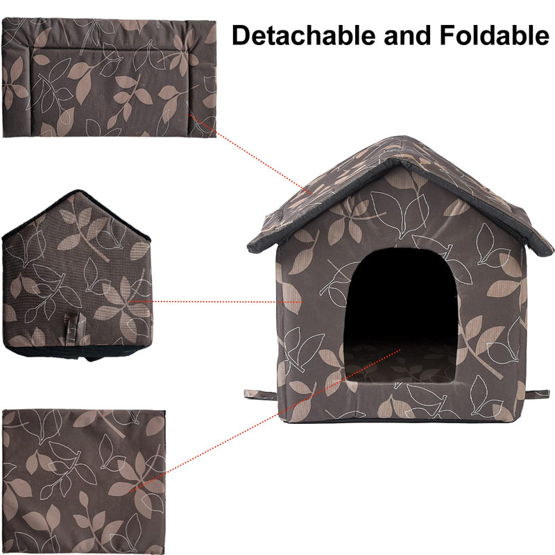 KUDES Cat House with Removable Cushion, Four Season Pet Nest Kitty Shelter with Waterproof Canvas Roof, Washable and Foldable Feral Cat Kennel Cave House Small Dog Tent Cabin for Indoor Outdoor S(Under 3.3lb.) - PawsPlanet Australia