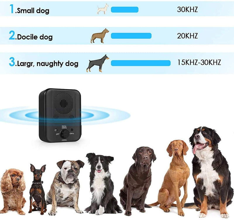 Luatuer Anti Dog Barking Device, Upgrade Ultrasonic Dog Bark Deterrent, Rechargeable Waterproof Sonic Dog Control Barking Device with 3 Frequency Levels, Safe Humane Dog Stop Barking Silencer - PawsPlanet Australia