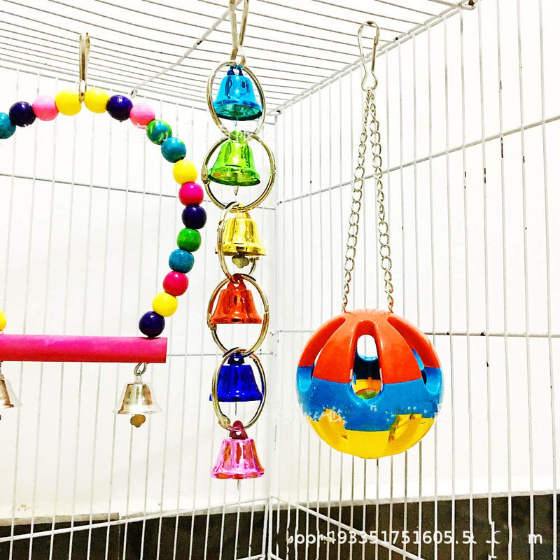 OUKEYI 5pcs Bird Parrot Toys Bird Swing, Hanging Bell Pet Bird Cage Hammock Swing Toy Hanging Toy for Small Parakeets Cockatiels, Macaws, Parrots, Love Birds - PawsPlanet Australia