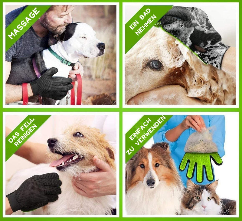 The Pets Smile 1 Pair of Grooming Gloves, Cat Glove, Massage Gloves, Grooming Glove, Dog Glove, Brushing, Hair Removal, Deshedding, Long Hair (Green 1 Pair) Green - PawsPlanet Australia