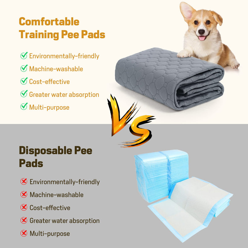 Reusable Dog Training Pads, 2 Pack Washable Puppy Training Pads Super Absorbent Waterproof Urination Pads for Dogs Car Travel 60cm*50CM - PawsPlanet Australia