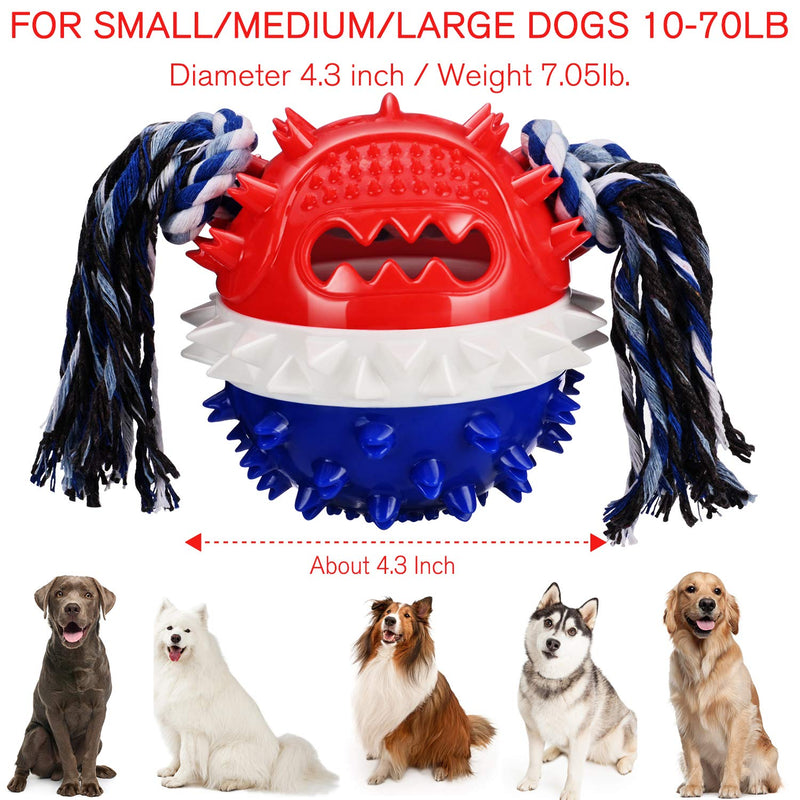 Pet Dog Ball Squeaky Float Toy Balls with Toothbrush Shaped to Clean teeth-2021 New Upgraded Treating Food Dispensing Dog Toy for S/M/L Dogs and Puzzle Interactive Toy Ball for Puppy Red&Blue - PawsPlanet Australia