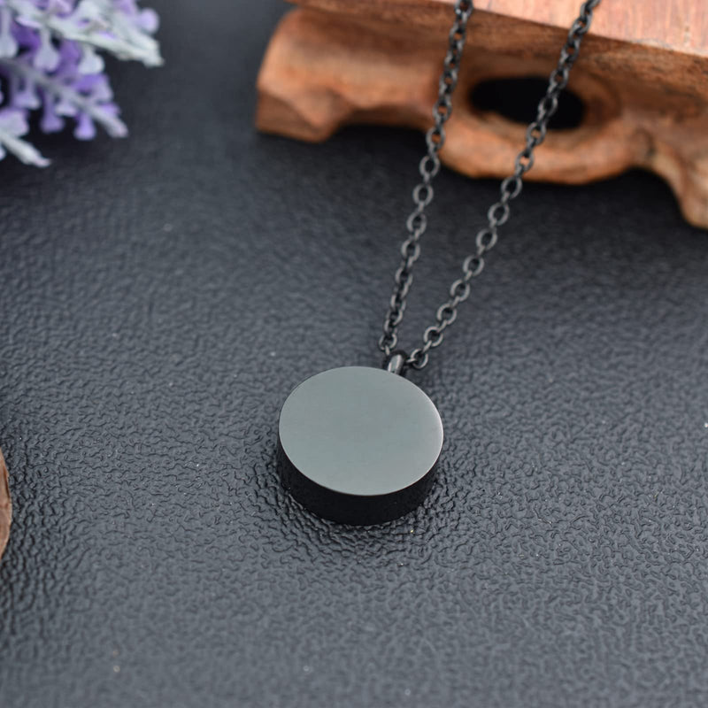 Round Cremation Jewelry for Pet Ashes - Stainless Steel Memorial Ash Pendant Pet Urn Necklace for Dog Cat Ashes, Women Men Remembrance Keepsake Gift for Loss of Loved Furry Friend Black - PawsPlanet Australia
