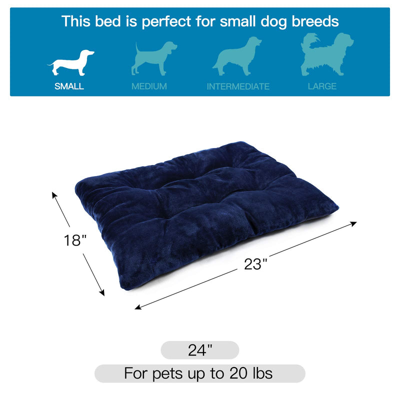 SHU UFANRO Dog Bed Crate Pad Washable Anti-Slip Dog Kennel Mat for Large Medium Small Dogs and Cats 23"x18" 24”(23"x18") Blue - PawsPlanet Australia