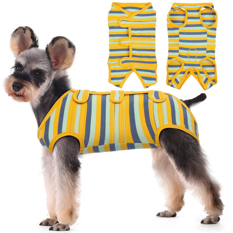 Kuoser dog bodysuit after surgery, breathable dog bodysuit after surgery for dogs/cats, colored dog bodysuit after castration, male dog, female medical bodysuit dog, alternative to neck brace, L green and yellow - PawsPlanet Australia