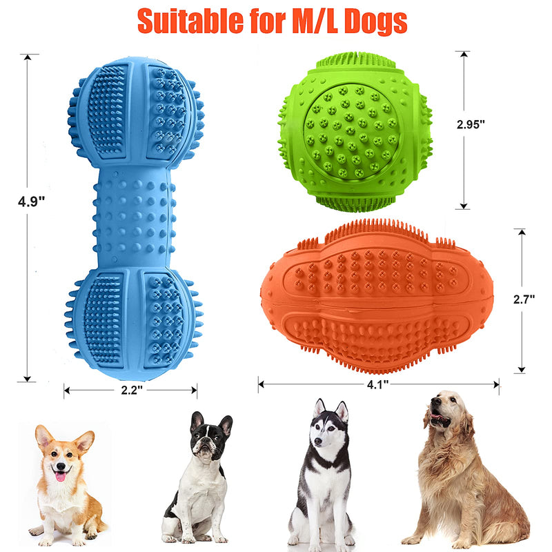 Dog Chew Toys, Dog Toys for Aggressive Chewers Large Breed, Multifunctional Teeth Cleaning and Gum Massage, Tough Dog Toys with Natural Rubber for Large and Medium Small Dog Blue-Green-Orange - PawsPlanet Australia