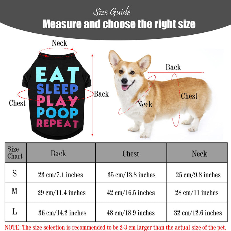 RUODON 3 Printed Puppy Shirts Dog Shirt Pet T-Shirt and Dog Vest Soft Puppy Dog Clothes Pet Outfits Cute Pet Sweatshirt for Small Dogs and Cats Black Letters,Kisses,Heart Footprint - PawsPlanet Australia