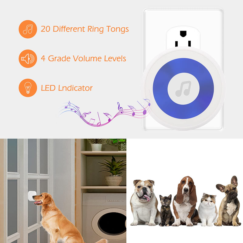 Luxebell Dog Training Bells Potty Communication Doorbell Wireless Ring Go Outside Pet Accessories White 2 Transmitters - PawsPlanet Australia