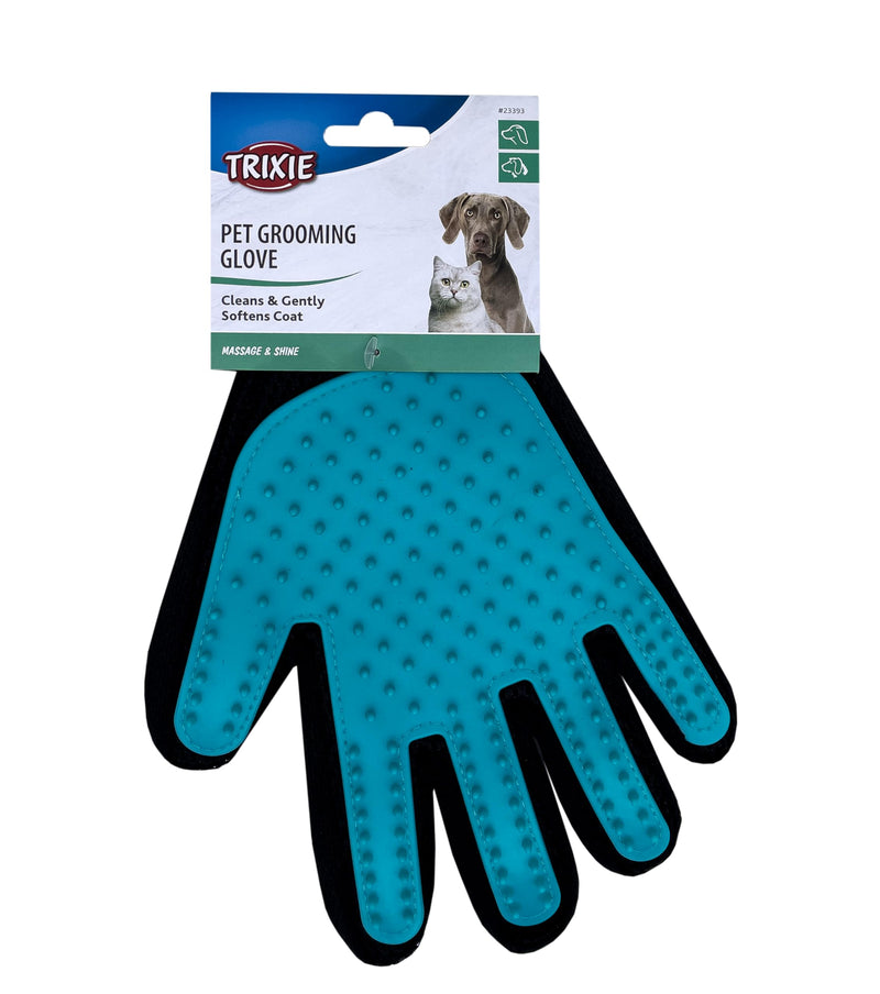 Trixie 23393 grooming glove, 16 × 24 cm, black/turquoise - PawsPlanet Australia