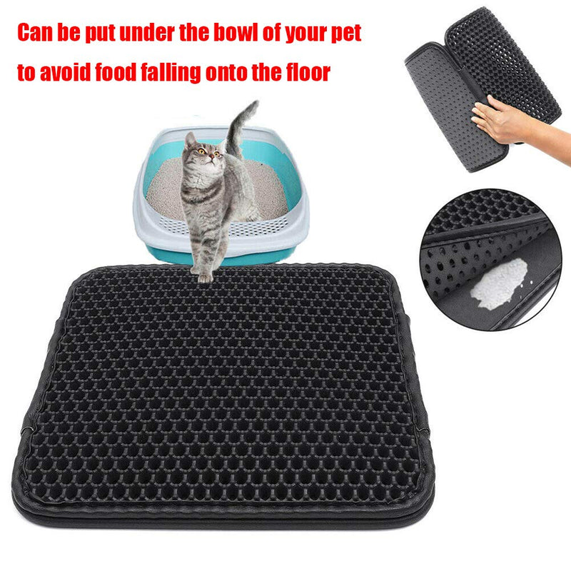 Almabner Cat Litter Mats Trapping Pads, EVA Honeycomb Double Layer Trapper Anti Slip Non Toxic Waterproof Slim Cat Litter Mat, Foldable Pad for Decentralized Control for Litter Box 30*30*0.7cm - PawsPlanet Australia