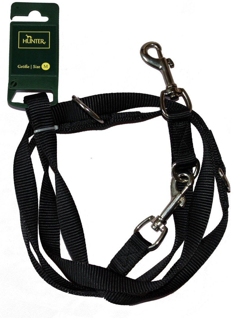 HUNTER adjustable leash made of soft, non-slip nylon, classic, 2.0 x 200 cm, black 20/200 - PawsPlanet Australia